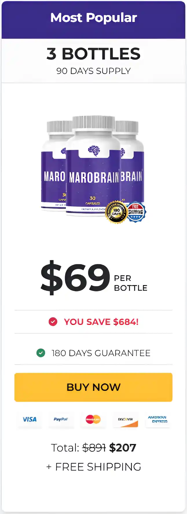 MaroBrain - 3  bottles pricing