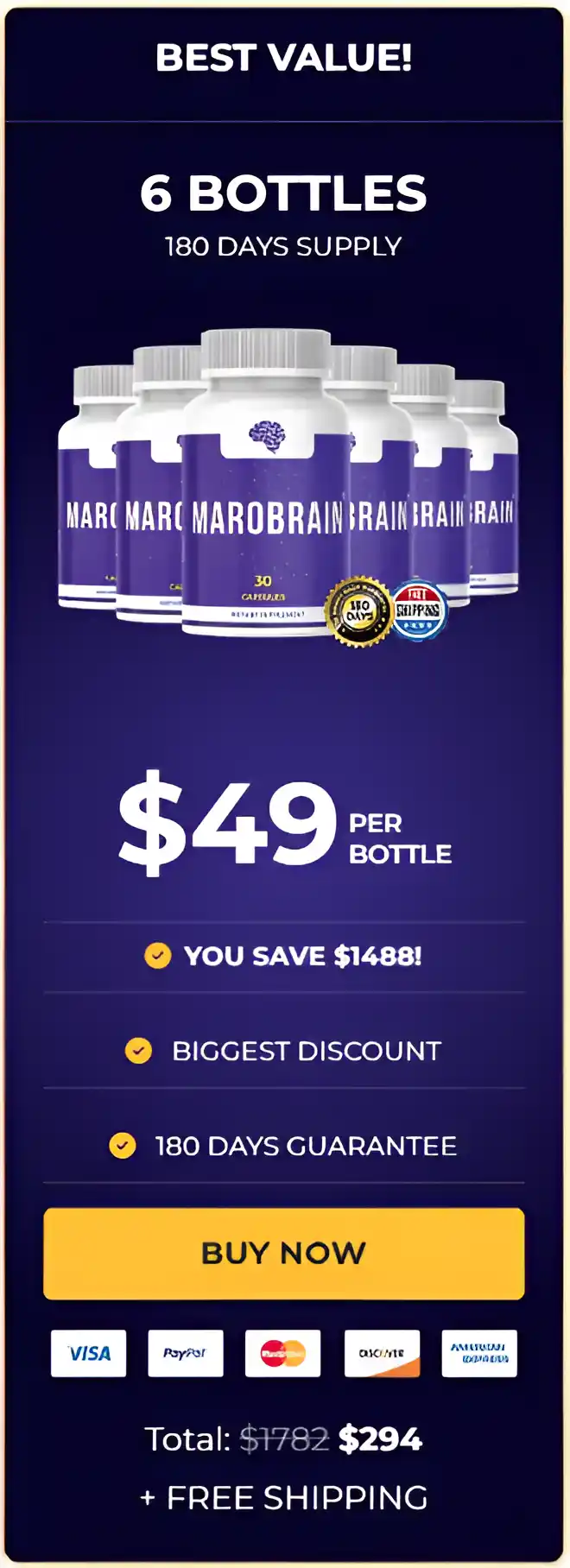 MaroBrain- 6 bottles pricing